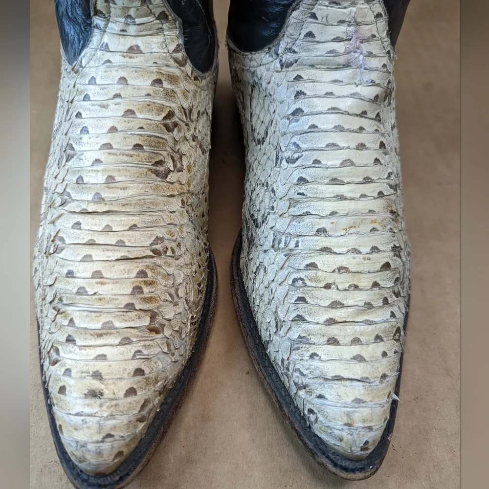 Tony Lama boots men's size 9D Genuine Exotic Ivory Snake Skin Western cowboy boo_4